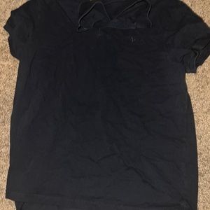Black american eagle collar shirt